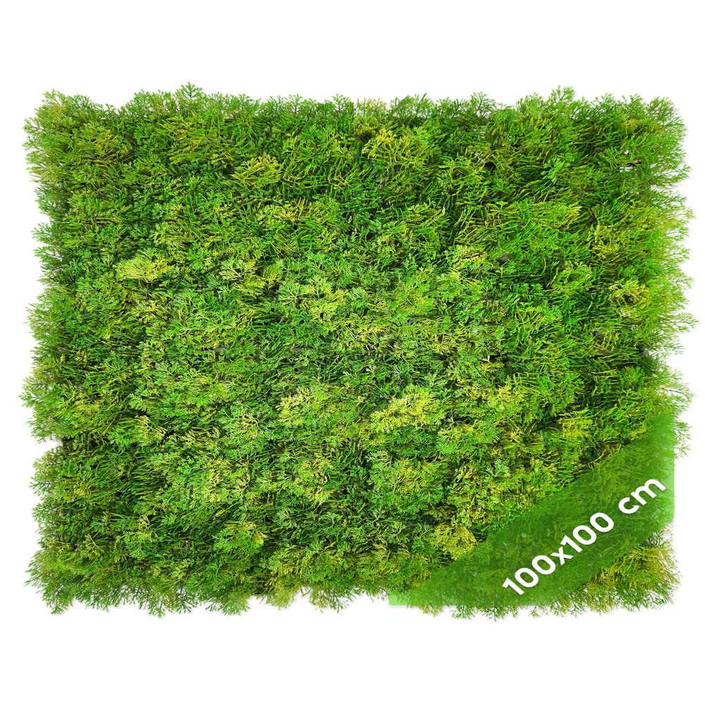 JELLE & JACOB Artificial Moss Plant Wall, Indoor & Outdoor, Greenwall Panels 100 x 100 cm, XXL Green Moss Wall Art, Low-Maintenance & Durable