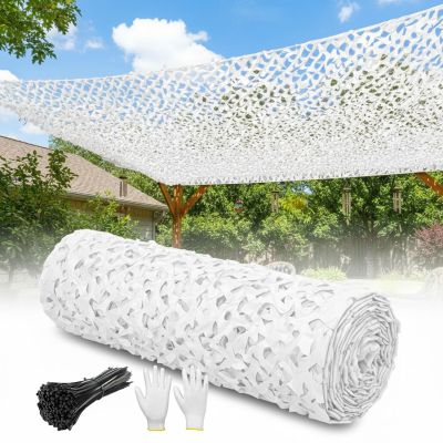 Military Camouflage Net 1.5x2, 4x4, 6x7, 8x8, 10x10, 12x20 m, 150D Oxford Fabric, Waterproof Woodland Camo Net, White (W6xH19 m)