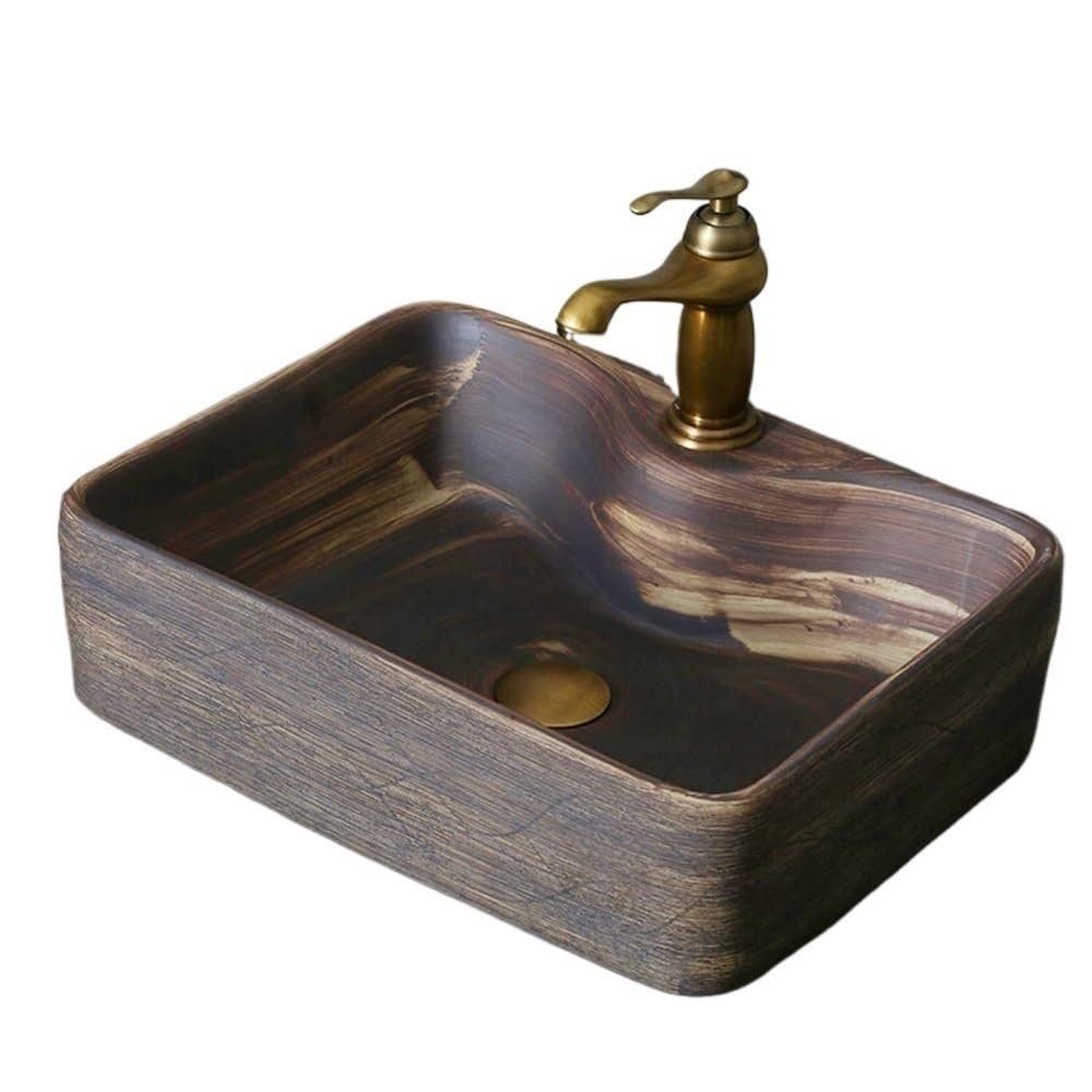 Square Bathroom Sink, Stylish Countertop Vessel Sink for Indoor and Outdoor Use