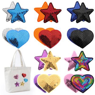 20 Iron-On Patches - Star & Heart Designs