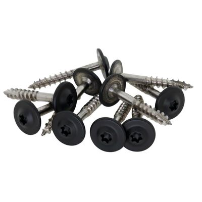 PB Pan-Head Wood Construction Screws with Cutting Notch, Stainless Steel A2 | ISO 9250 | 10 pcs. - 6.0 x 40 mm | Pan-Head Screw with Cutting Notch | Rust-Resistant | Coated in Germany | RAL 9005 Matte Black