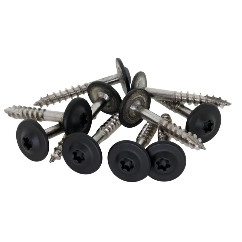 PB Pan-Head Wood Construction Screws with Cutting Notch, Stainless Steel A2 | ISO 9250 | 10 pcs. - 6.0 x 40 mm | Pan-Head Screw with Cutting Notch | Rust-Resistant | Coated in Germany | RAL 9005 Matte Black