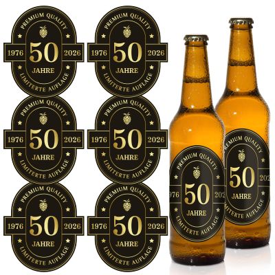 6 Pack Bottle Labels 50th Birthday