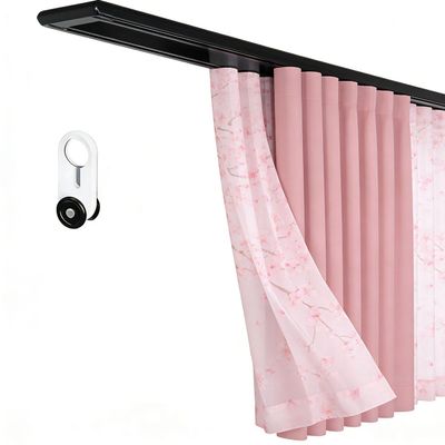 TFEHXYZU 2-Track Ceiling-Mount Curtain Track, Black, 5.6 m / 18.37 ft