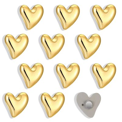 12 Gold Heart Refrigerator Magnets