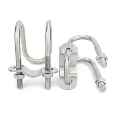 Cross Pipe Clamps, Double U-Shaped 304 Stainless Steel, Multiple Sizes for Aquaculture (M6–50 × 25 mm)