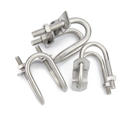 Cross Pipe Clamps, 1-Piece Double U-Shaped Stainless Steel 304 Clamp, Multiple Sizes (M6 x 50 x 25 mm)