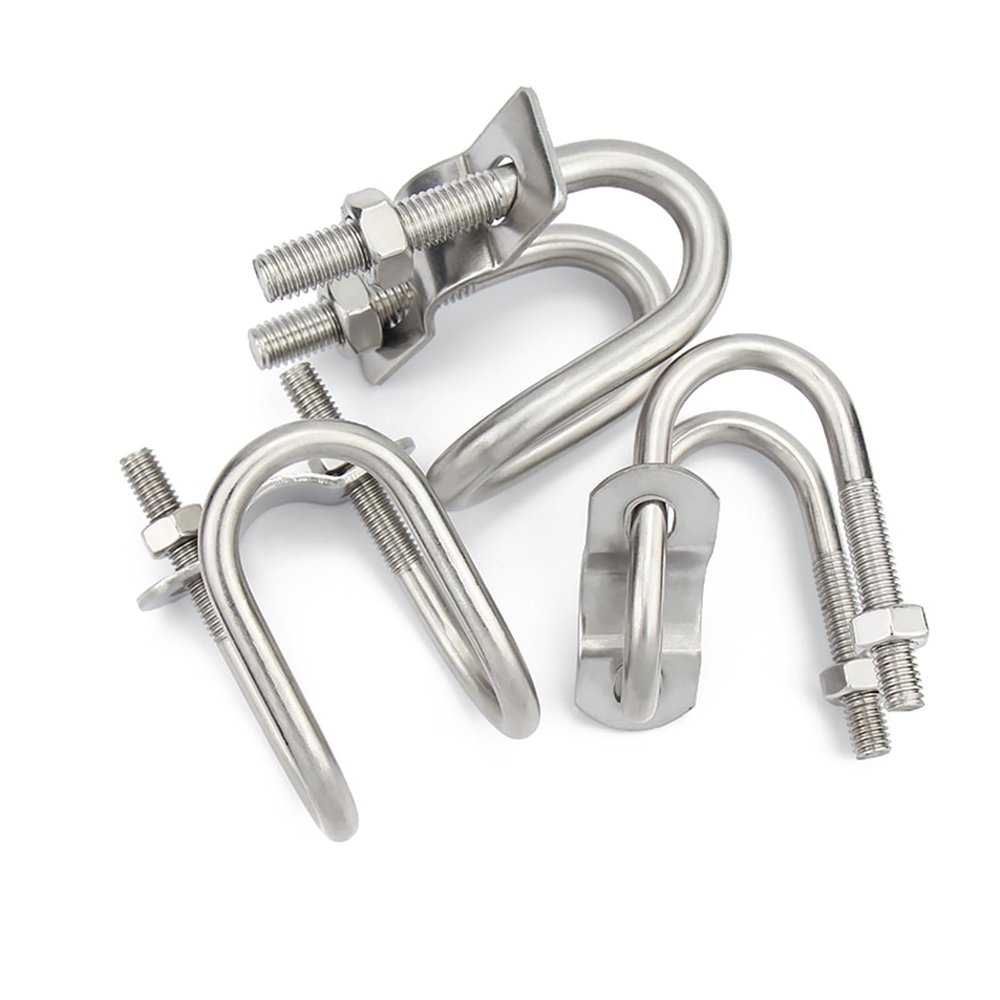 Cross Pipe Clamps, 1-Piece Double U-Shaped Stainless Steel 304 Clamp, Multiple Sizes (M6 x 50 x 25 mm)