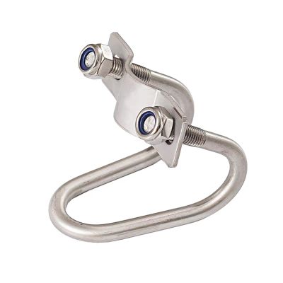 304 Stainless Steel Double U-Bolt Cross Pipe Clamps for Aquaculture Pipes, Silver, Multiple Sizes (M6–76 × 27 mm)