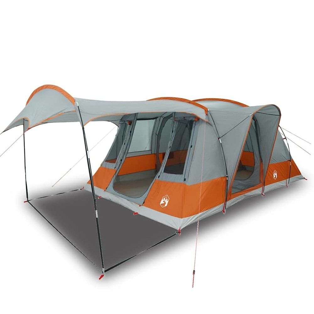 WGYHOME 5-Person Tunnel Tent, Gray and Orange, with Vestibule and Electrical Access