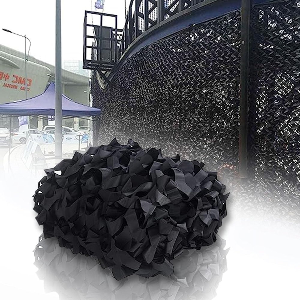 3 x 3 m Black Camouflage Net for Shade, Privacy, Camping, and Outdoor Use