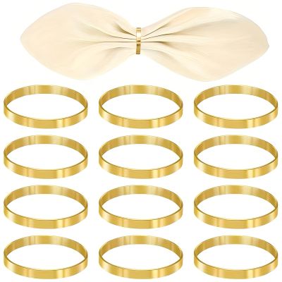 GWEOR 12 Elegant Gold Metal Napkin Rings