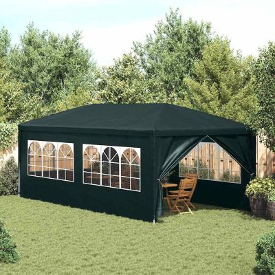 WGYHOME 3 x 6 m Green Party Tent, Water- and UV-Resistant, Steel Frame, Sidewalls & Zipper Door
