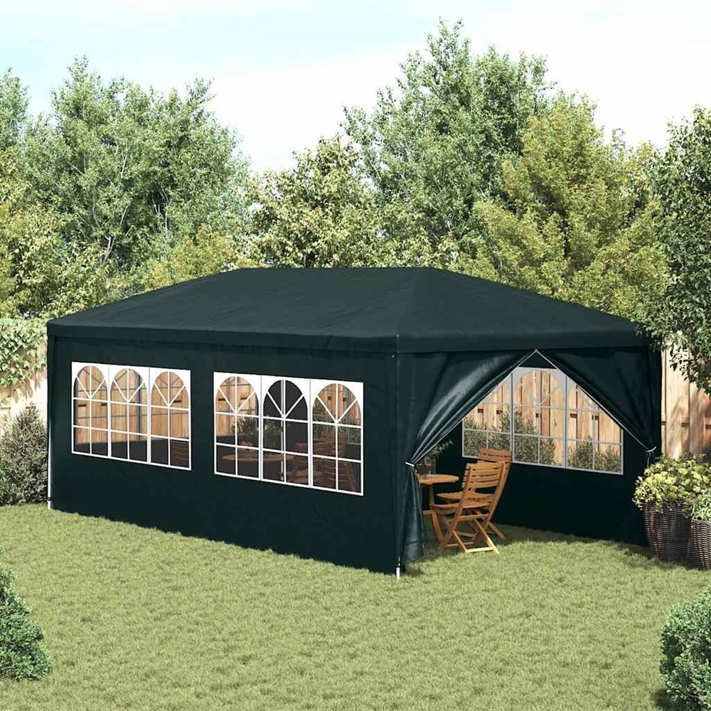WGYHOME 3 x 6 m Green Party Tent, Water- and UV-Resistant, Steel Frame, Sidewalls & Zipper Door