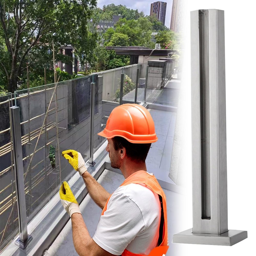 304 Stainless Steel Railing Post Set for Glass Railings, 120 cm High, for 8–12 mm Glass