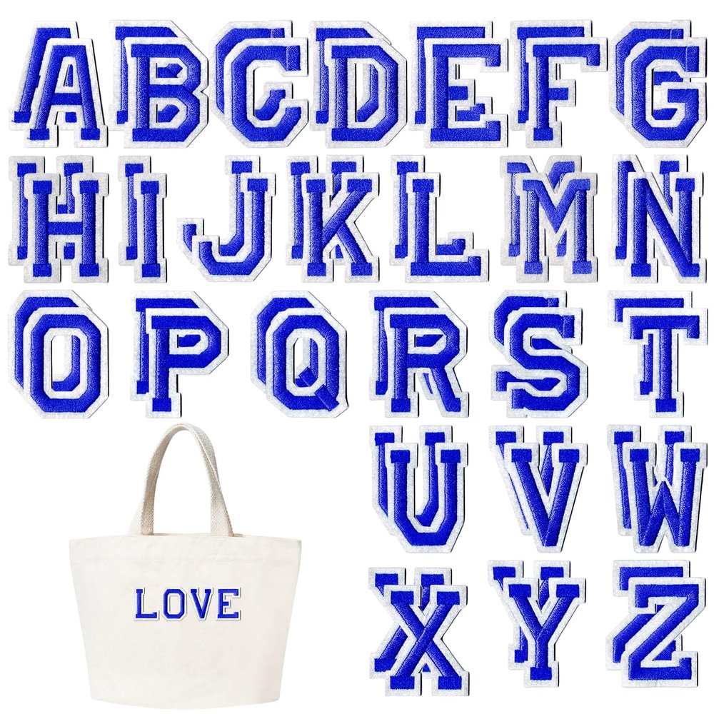 52 Iron-On Letters A-Z - Blue