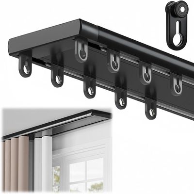 YSZBD Double-Track Curtain Ceiling Rail, Quiet Aluminum, Black, 240 cm