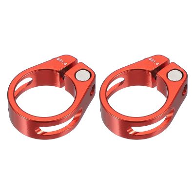 PATIKIL 31.8 mm Bicycle Seat Post Clamp, 2-Pack, Aluminum Alloy, Quick-Release, Red