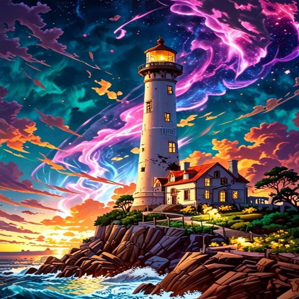 GEEHEIY Paint by Numbers for Adults, Lighthouse Under a Starry Sky, Unframed