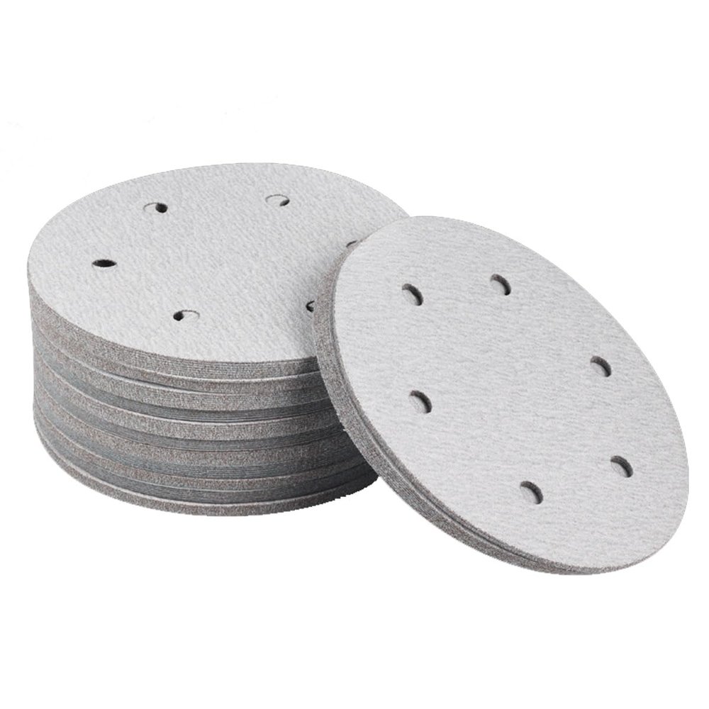 225 mm Sanding Discs, 100-Pack Hook-and-Loop Sandpaper for Random Orbital Sanders, 6 Holes, Various Grits (120 Grit)