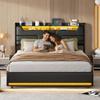 Upholstered Double Bed 140 x 190 cm with Storage, LED and USB Charging view 3
