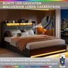 Upholstered Double Bed 140 x 190 cm with Storage, LED and USB Charging view 4