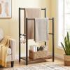 HOOBRO Freestanding Towel Rack with 2 Bars, Dark Brown and Black EBF17LB01 view 2