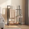 HOOBRO Freestanding Towel Rack with 2 Bars, Dark Brown and Black EBF17LB01 view 4