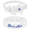 2-Piece White Blue Wedding Garter Set view 1