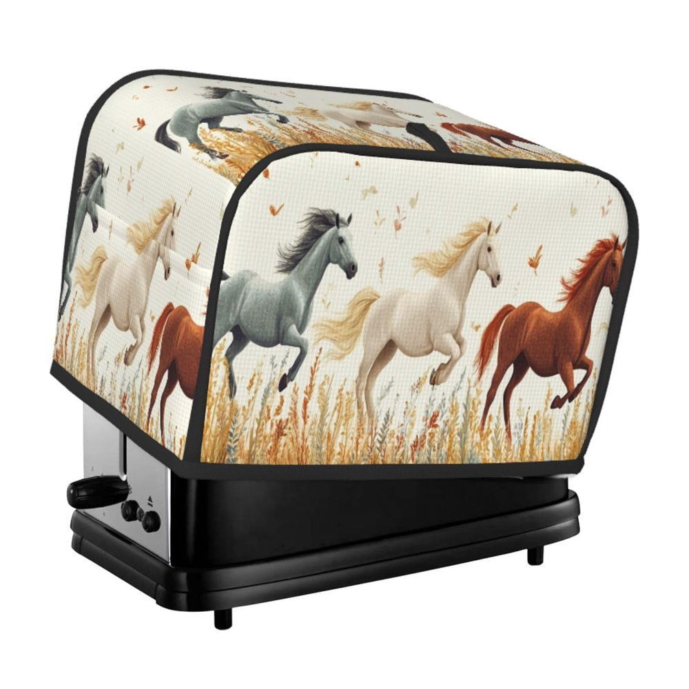 2-Slice Toaster Cover with Pockets, Three-Color Horse Design