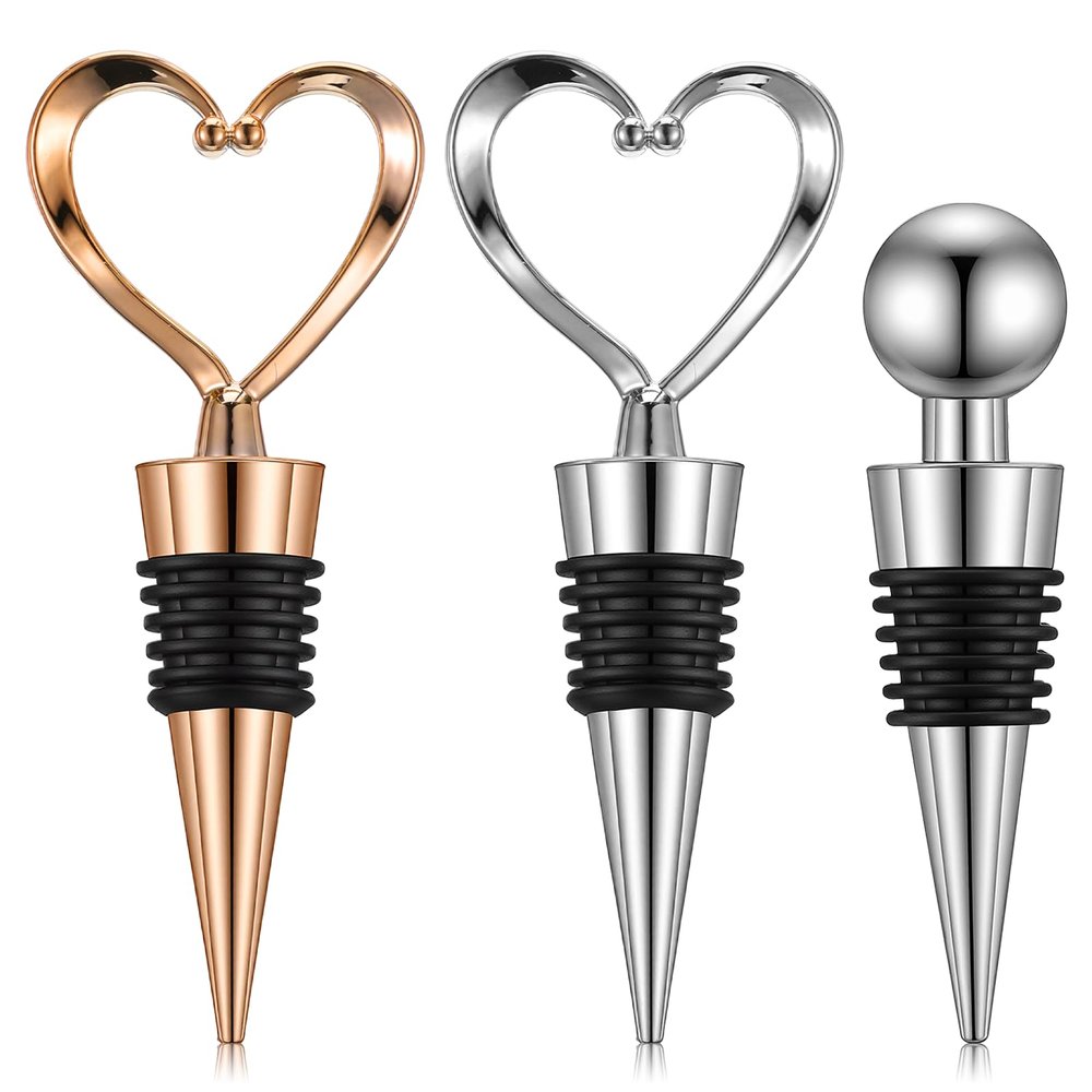 3 Pcs Reusable Heart-Shaped Bottle Stoppers