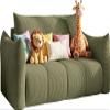 WFL GROUP 2-Seater Sleeper Sofa with Storage, Light Green Corduroy view 2