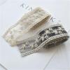 Embroidered Lace Trim, 4 cm Wide, 5 Yards, White and Black view 3