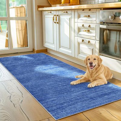 Voxirum Kitchen Runner Rug 100 x 200 cm, Washable, Non-Slip, Blue