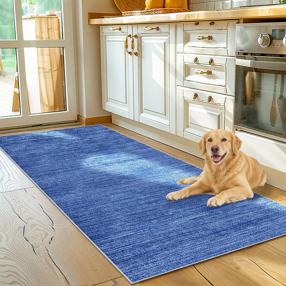 Voxirum Kitchen Runner Rug 100 x 200 cm, Washable, Non-Slip, Blue