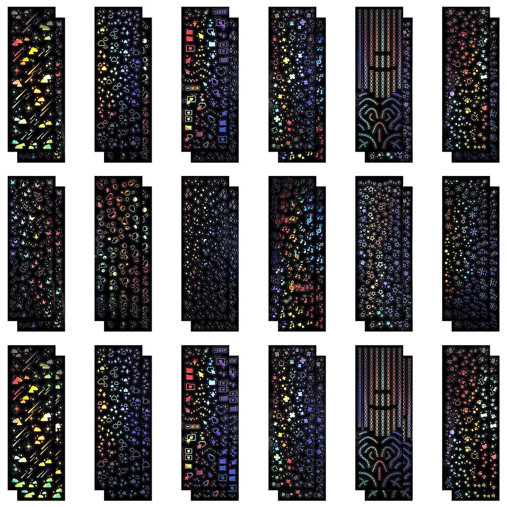 36 Sheets Holographic Glitter Stickers