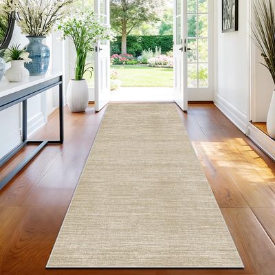 TFEHXYZU Beige Runner Rug, Non-Slip, Washable, 50 x 300 cm