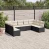 HOMELEN 9-Piece Outdoor Sofa Set with Cushions, Black PE Rattan view 1