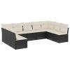 HOMELEN 9-Piece Outdoor Sofa Set with Cushions, Black PE Rattan view 3