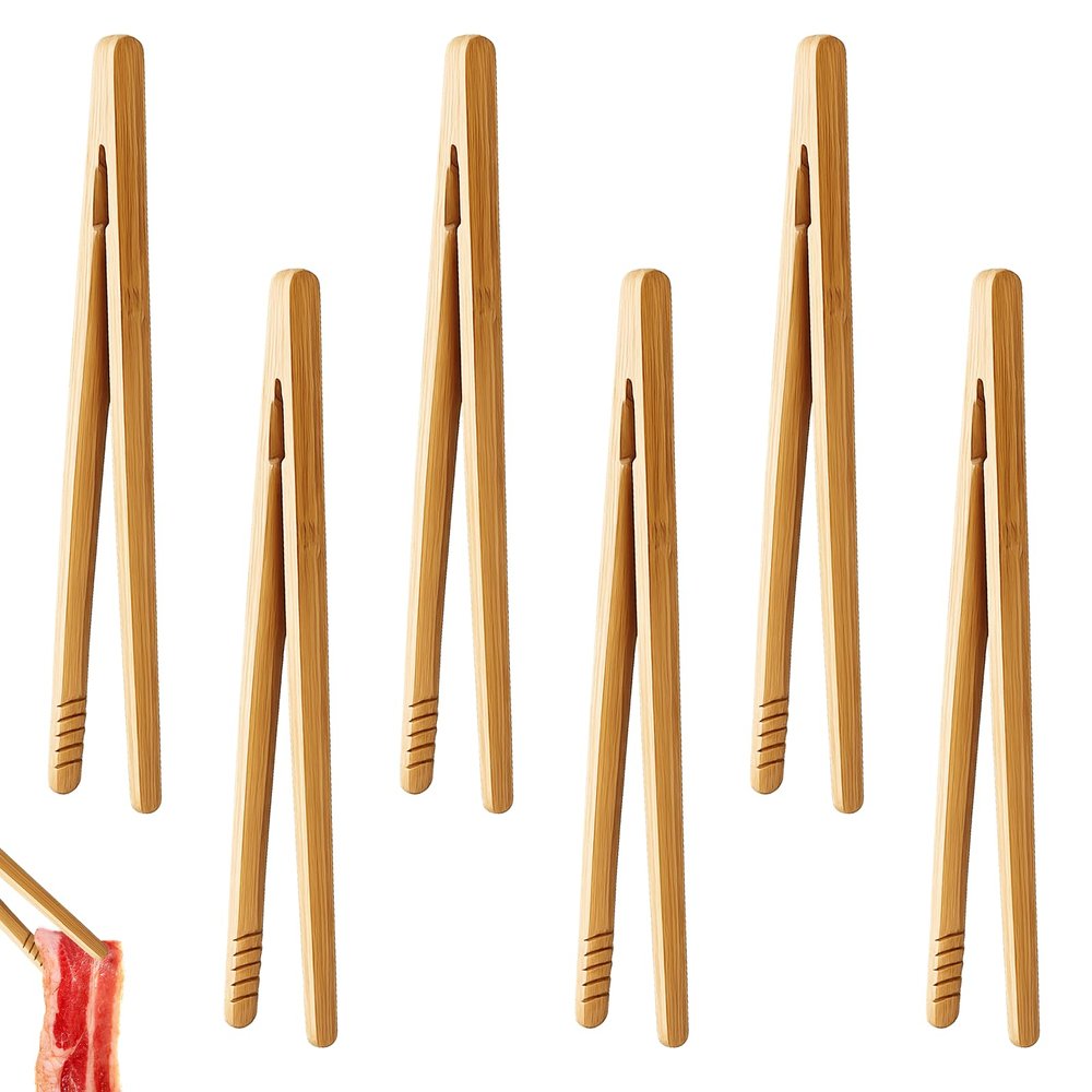 6-Piece Bamboo Grill Tongs