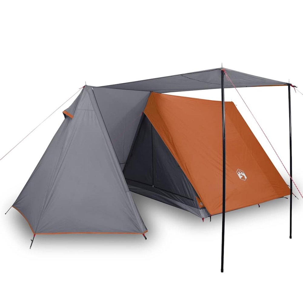 HOMELEN 3-Person Camping Tent, Gray and Orange, Waterproof 185T Polyester, 190 x 200 x 170 cm