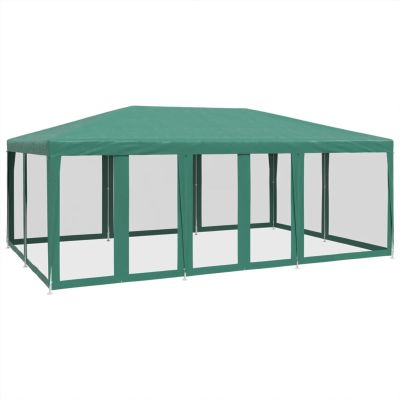 HOMELEN Party Tent Gazebo Outdoor Shelter with 10 Mesh Sidewalls, 6 x 4 m, Green