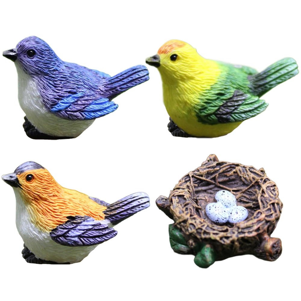 Odoukey 4-Piece Resin Bird Set