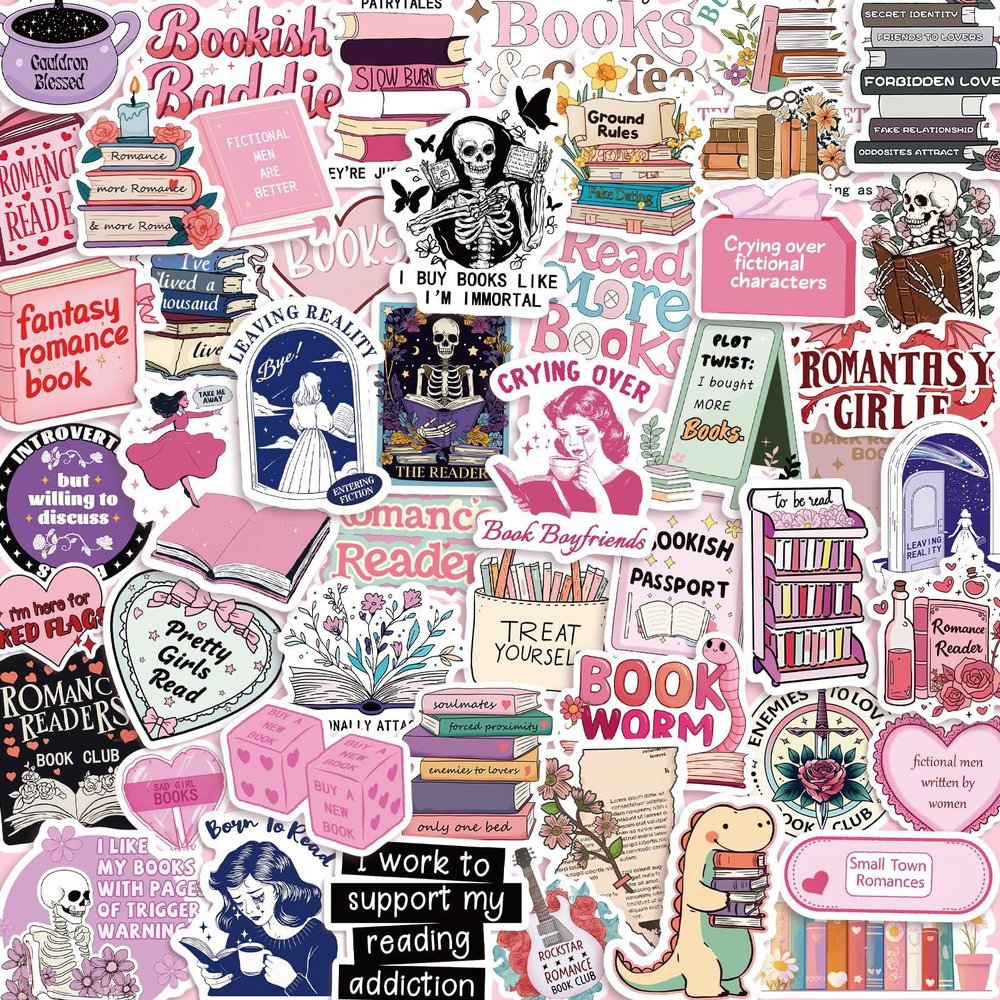 200 Romantic Book Stickers - Aesthetic Vinyl Sticker Set