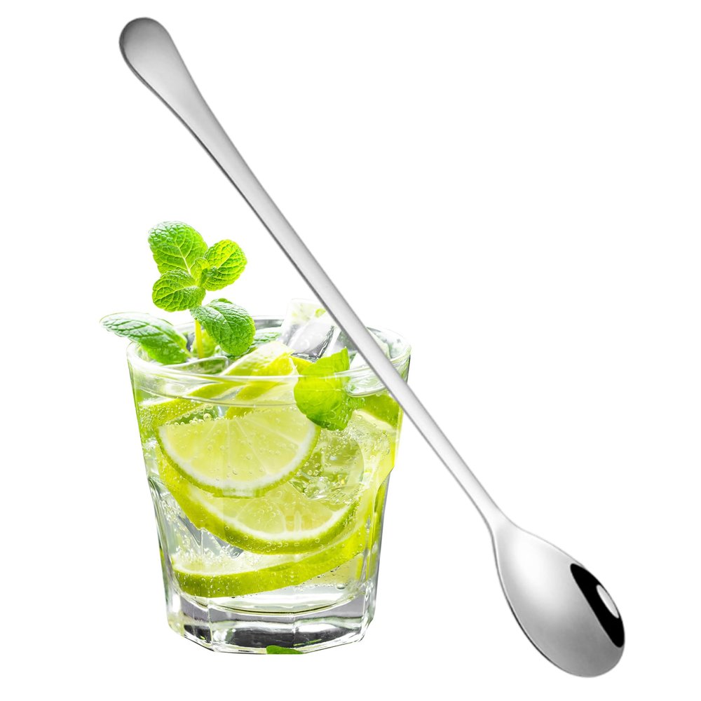 Dessert Spoon, Latte Spoon, Stainless Steel, Dishwasher Safe, Long Handle for Ice Cream, 7.95 Inches