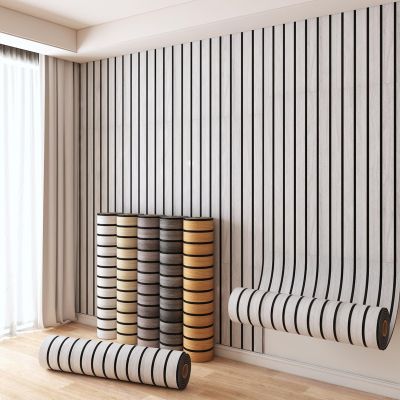 Self-Adhesive Wood-Look Wallpaper, 2 mm Acoustic Panels, Light Gray, 6 Rolls