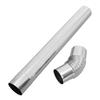 2-Piece 60 mm Stainless Steel Stove Pipe Set, Elbow and Straight Pipe, Silver view 1