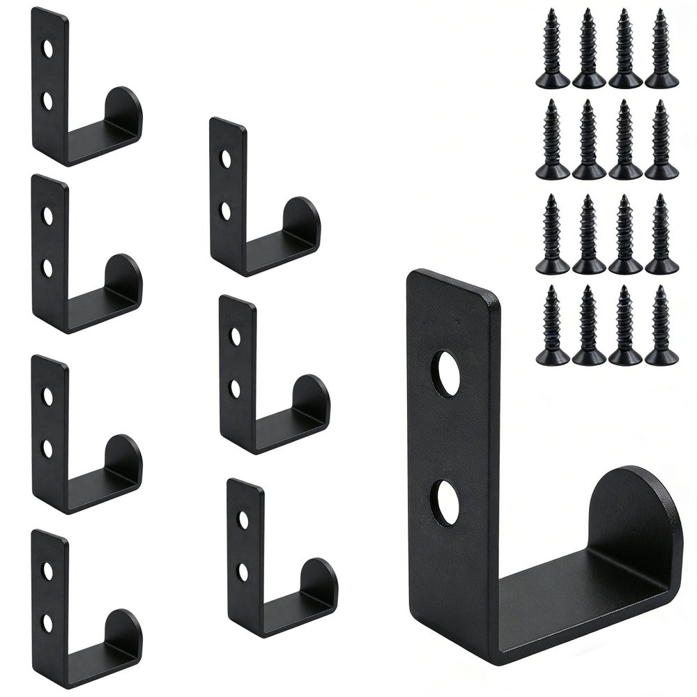 8-Pack Black Coat Hooks