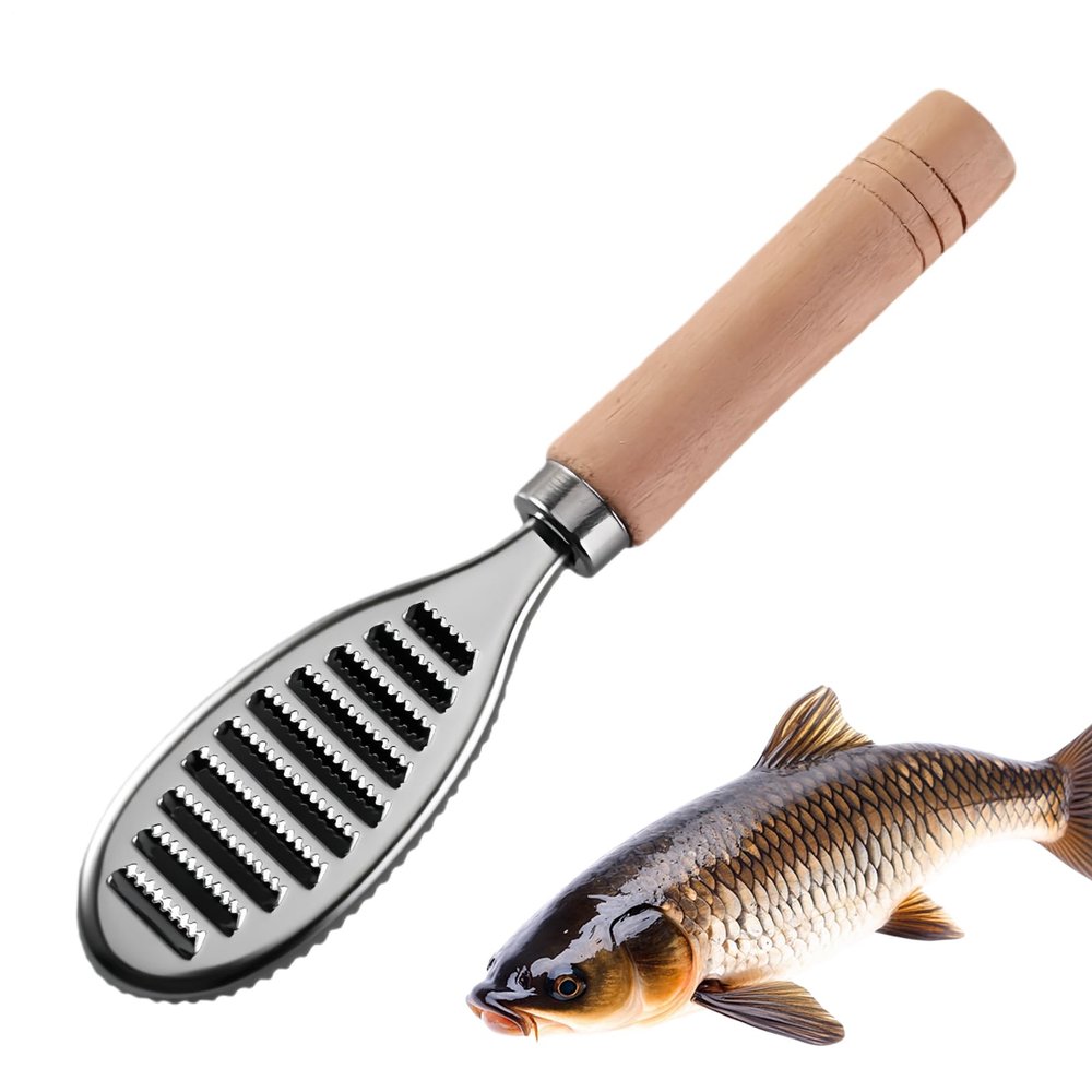 Fish Scaler with Wooden Handle