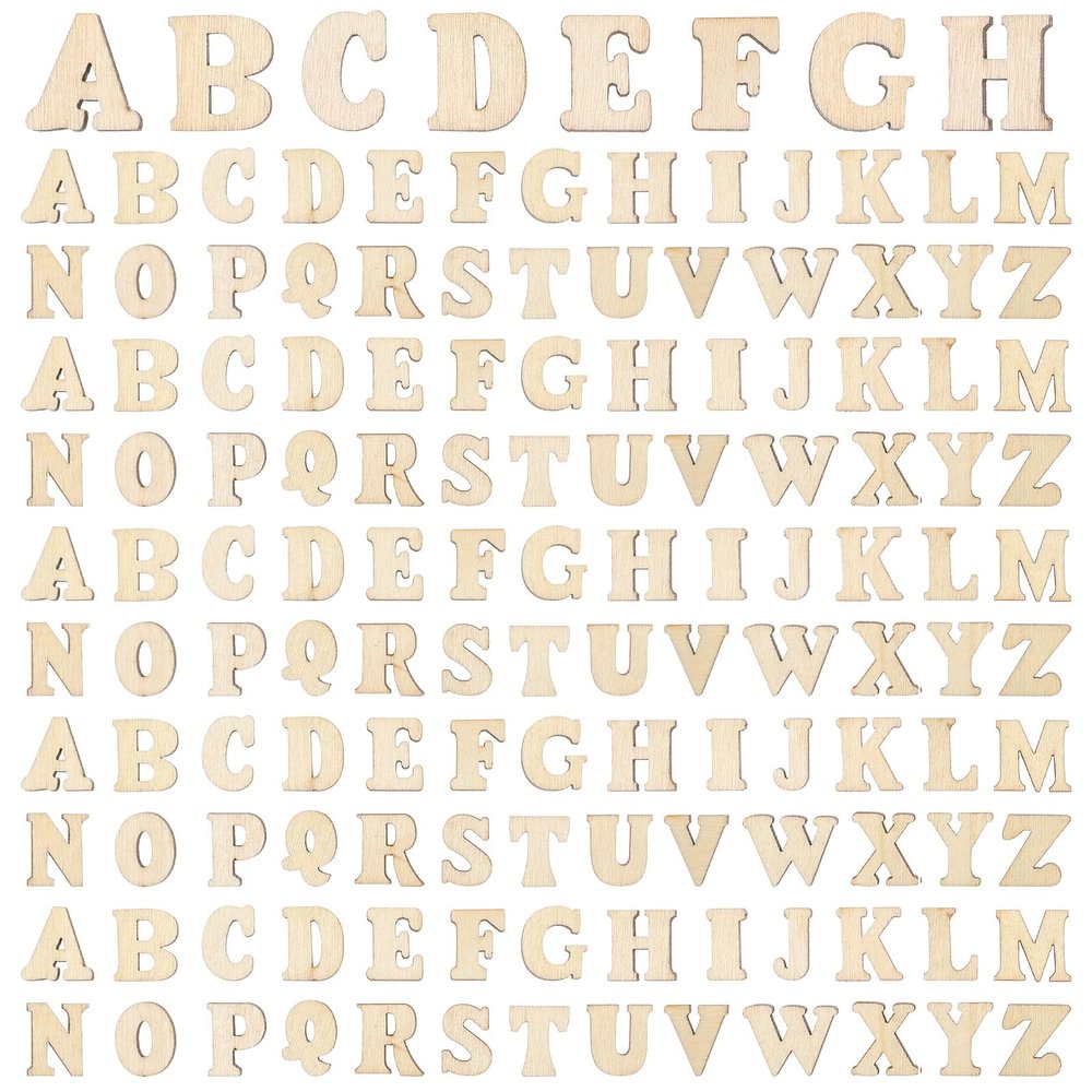 LIQWEI 200 Pcs Wooden Letters, 15mm Unfinished Wood Letters